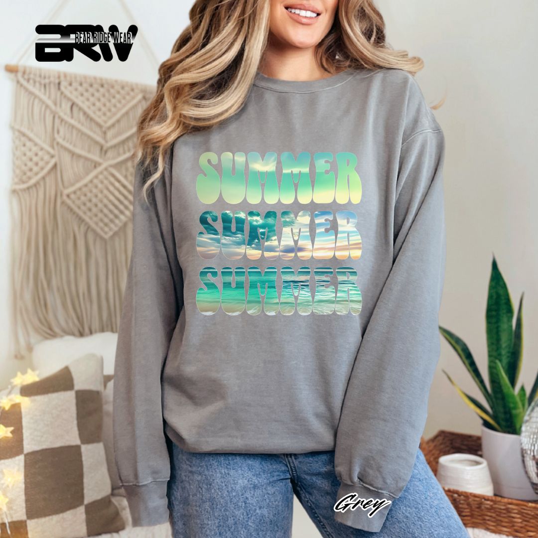 'Vibrant Summer Bubble Letter' Summer Long Sleeve Tee
