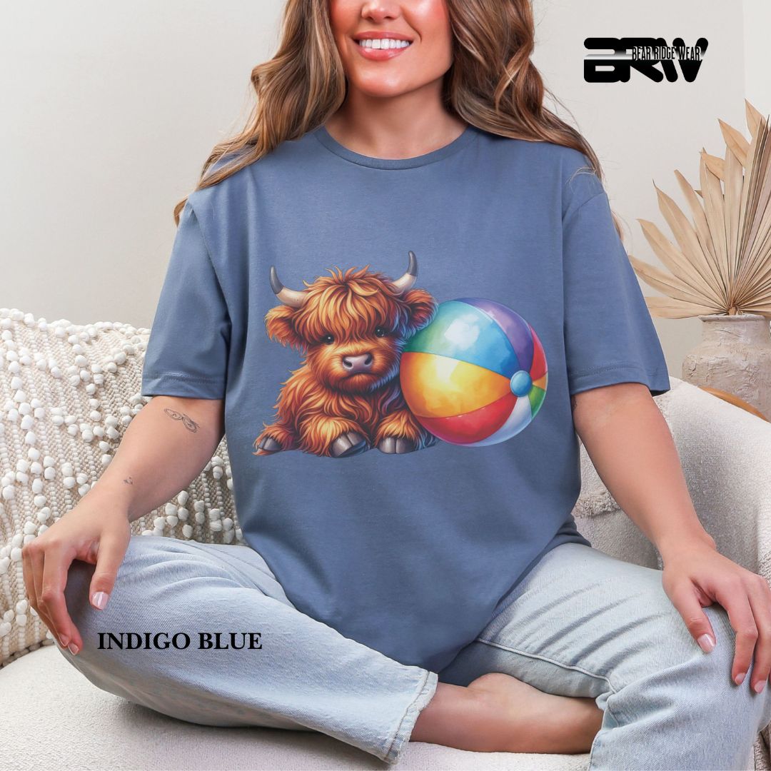 'Highland Cow-Beach-Ball' 3 Summer Tee