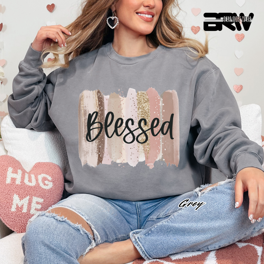 'Blessed' Brushed Stroke Crewneck Sweatshirt