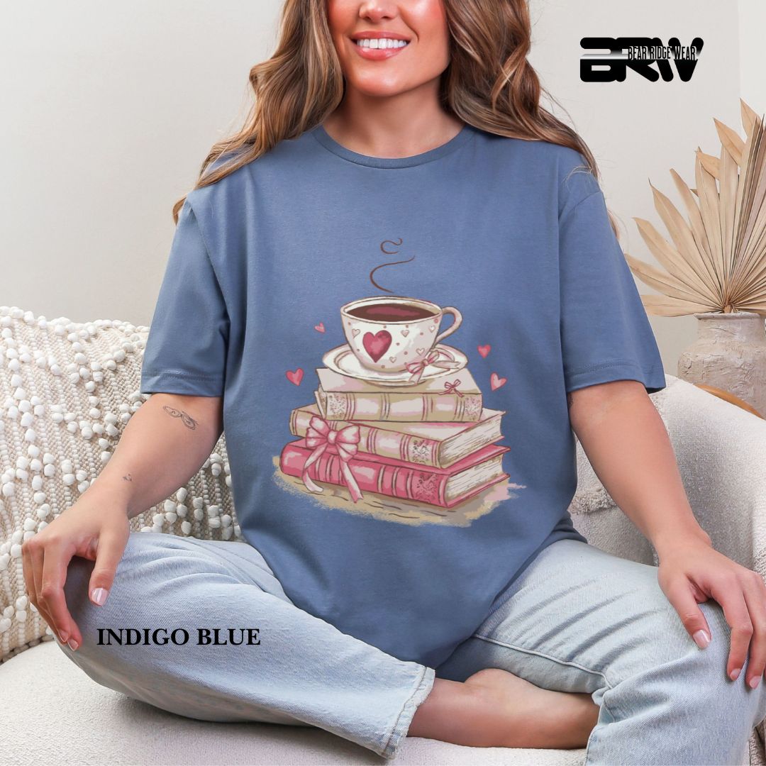 'Coffee On Top Of The Book' Valentines Tee