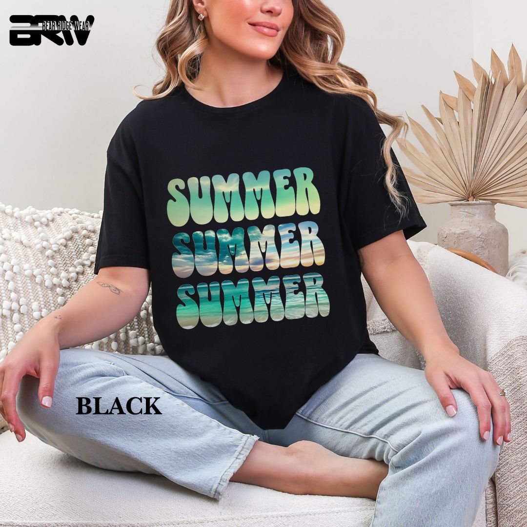 'Vibrant Summer Bubble Letter'  Summer Tee