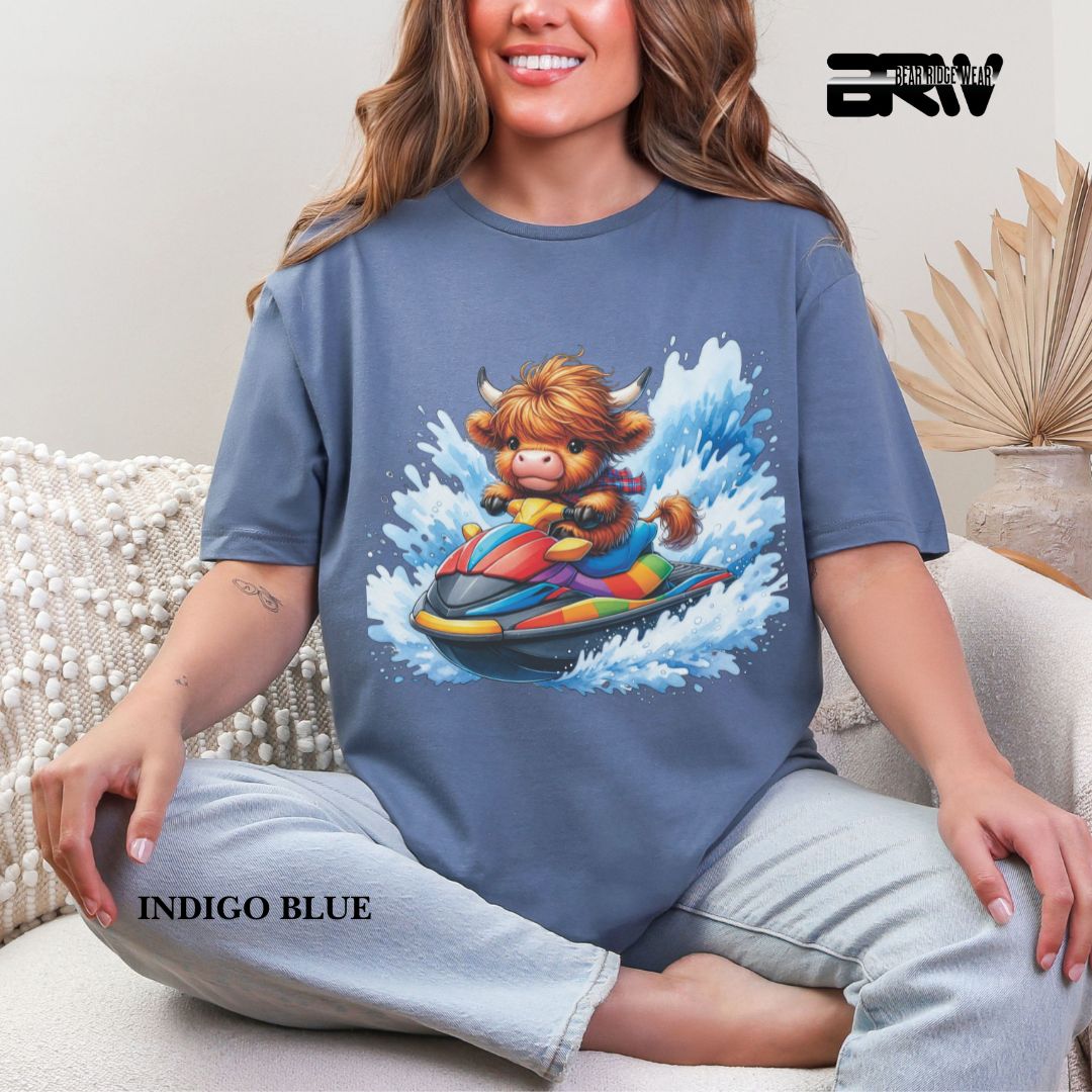 'Highland Cow-Ski Mobile' 3 Summer Tee
