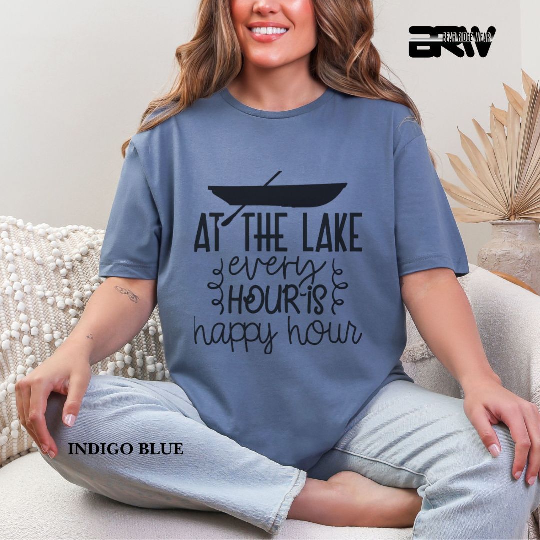 'At The Lake Every Hour Is Happy Hour' 3 Summer Tee