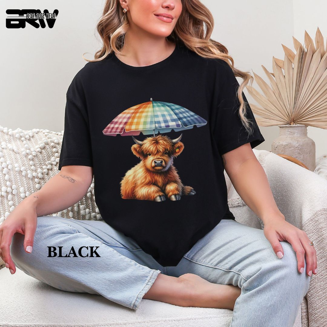 'Highland Cow-Umbrella'  Summer Tee
