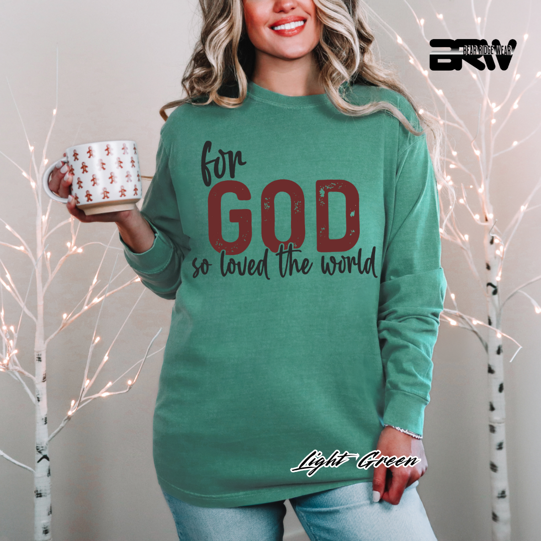 'For God So Loved The World' Faith Long-sleeve Tee