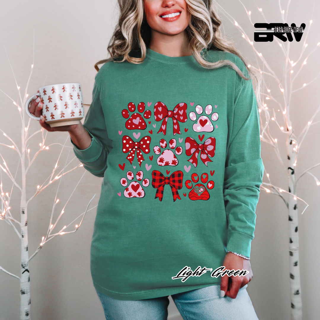 'Dog Paws and Ribbons' Long Sleeve Tee
