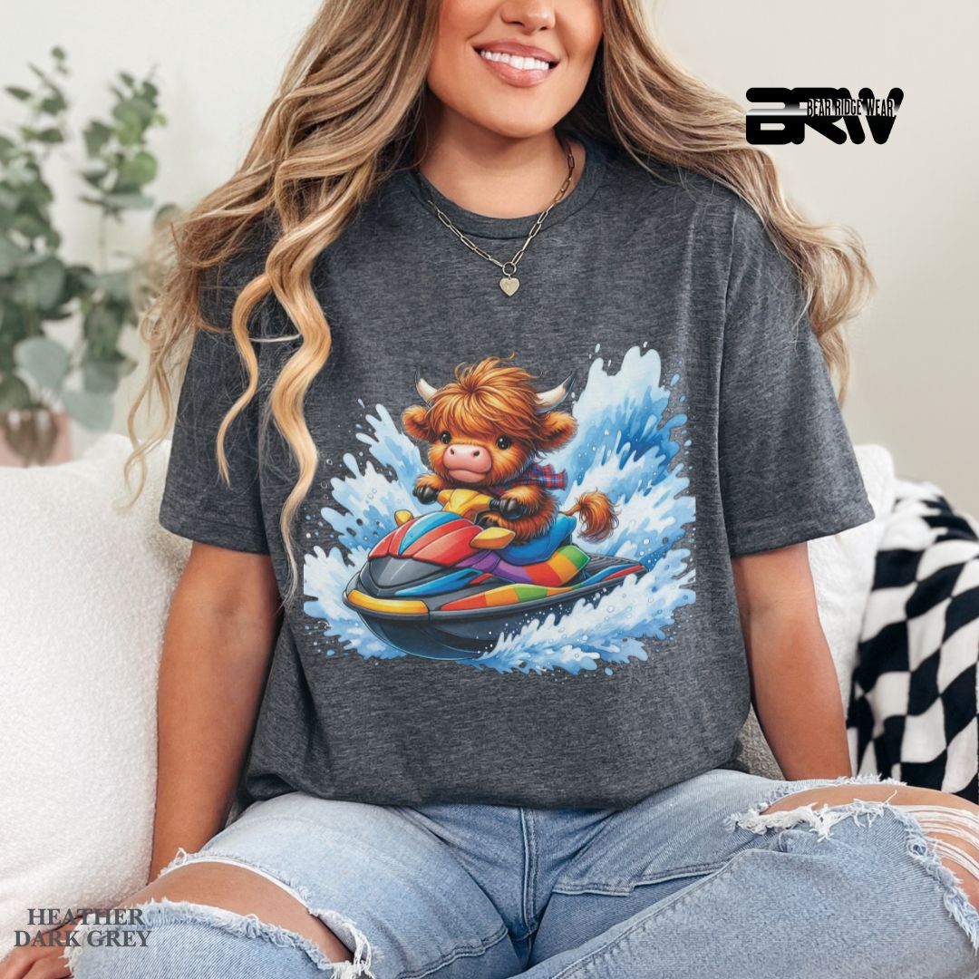 'HHighland Cow-Ski Mobile' 2 Summer Tee