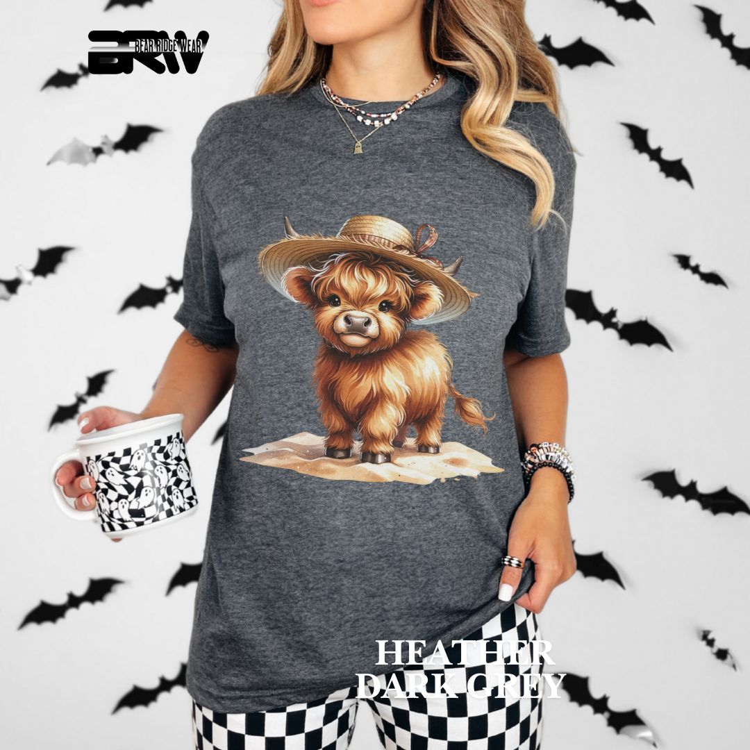 'Highland Cow-Sun Hat' 2 Summer Tee