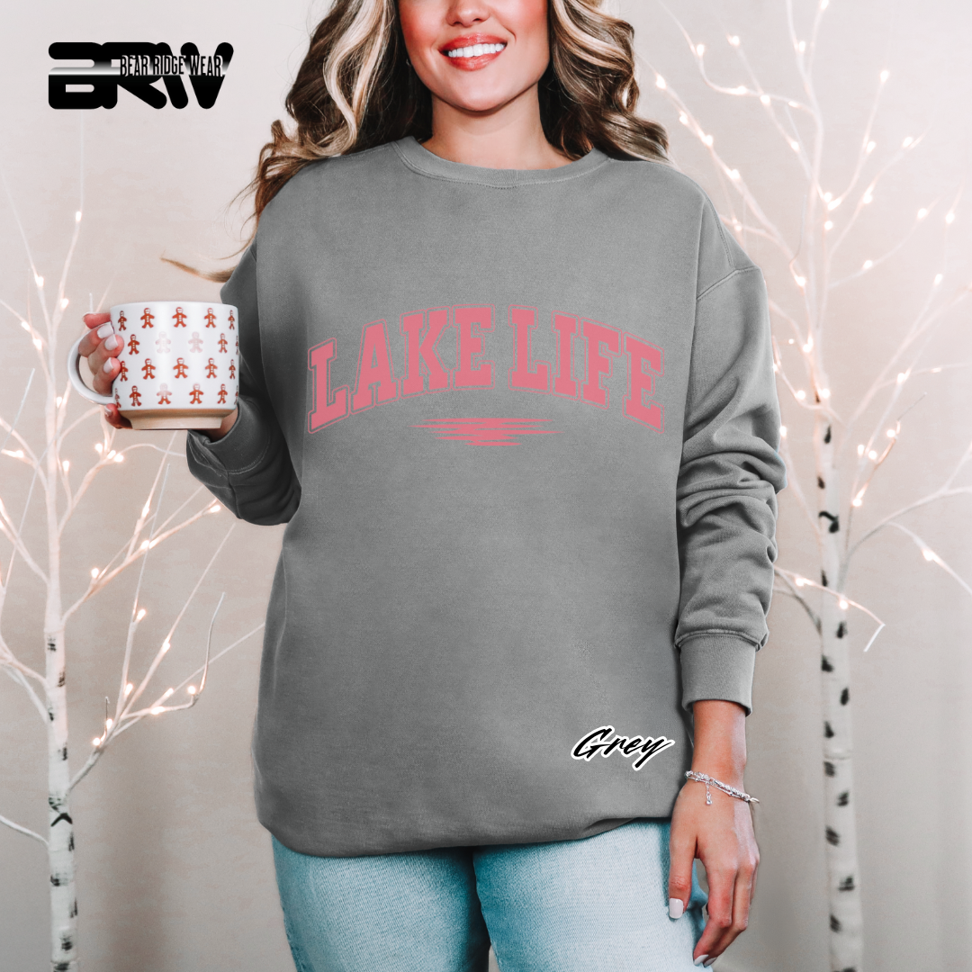 'Lake Life' Pink Stroke Crewneck Sweatshirt
