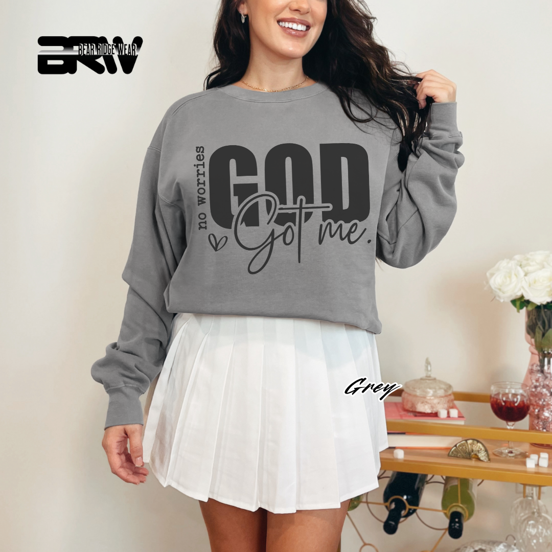 'No Worries God Got Me' Faith Crewneck Sweatshirt