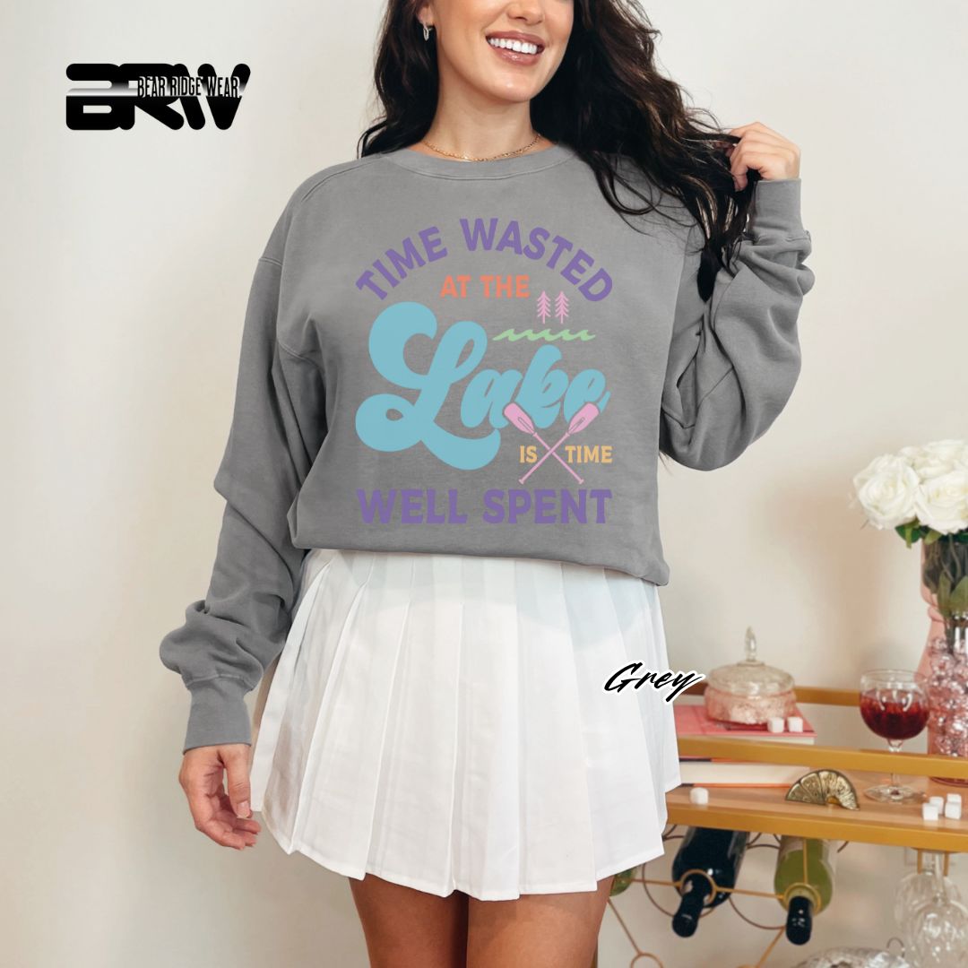 'Time Wasted At The Lake' Summer Crewneck Sweatshirt