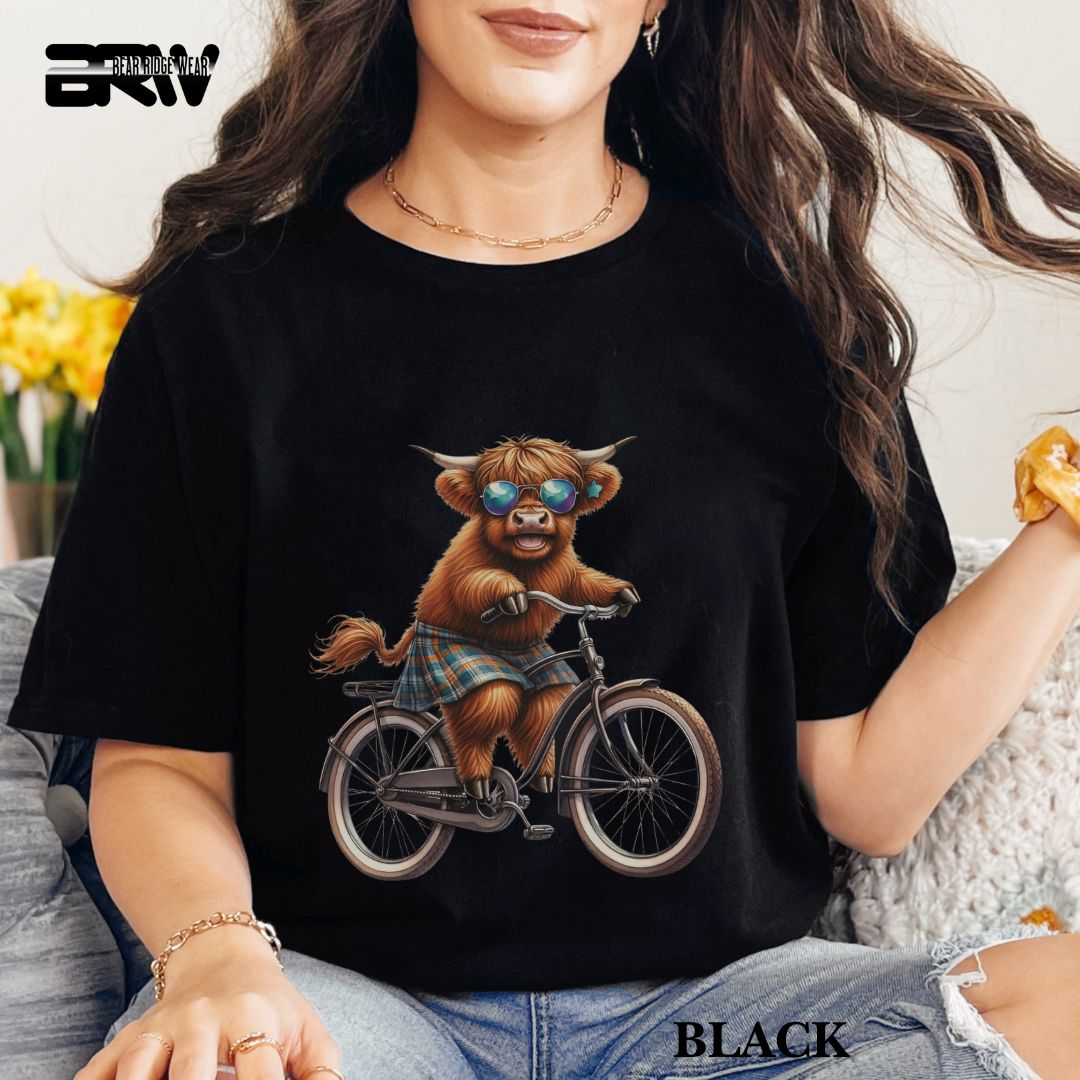'Highland Cow-Bicycle'  Summer Tee