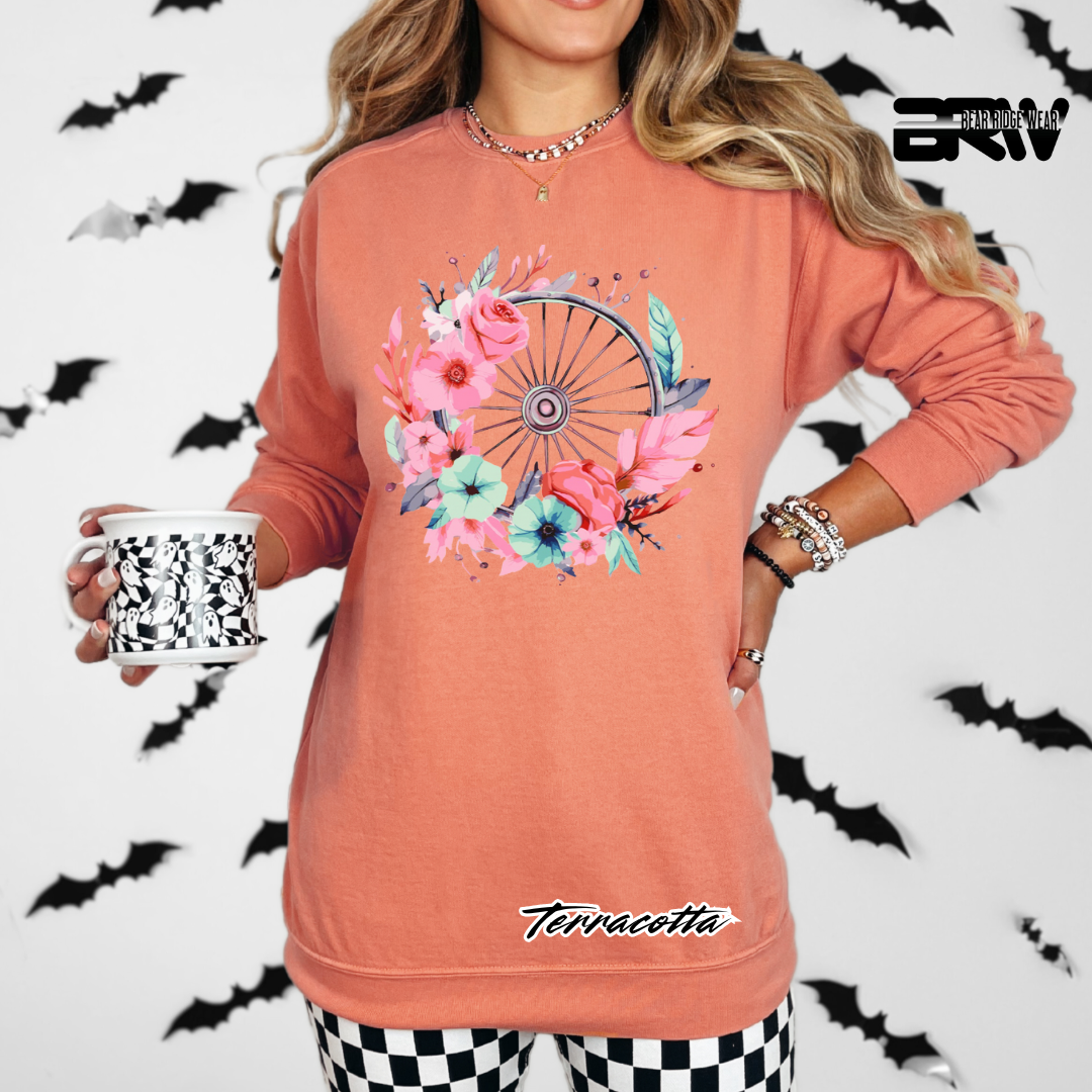 'Flower-Wagon Wheel' Long Sleeve Tee