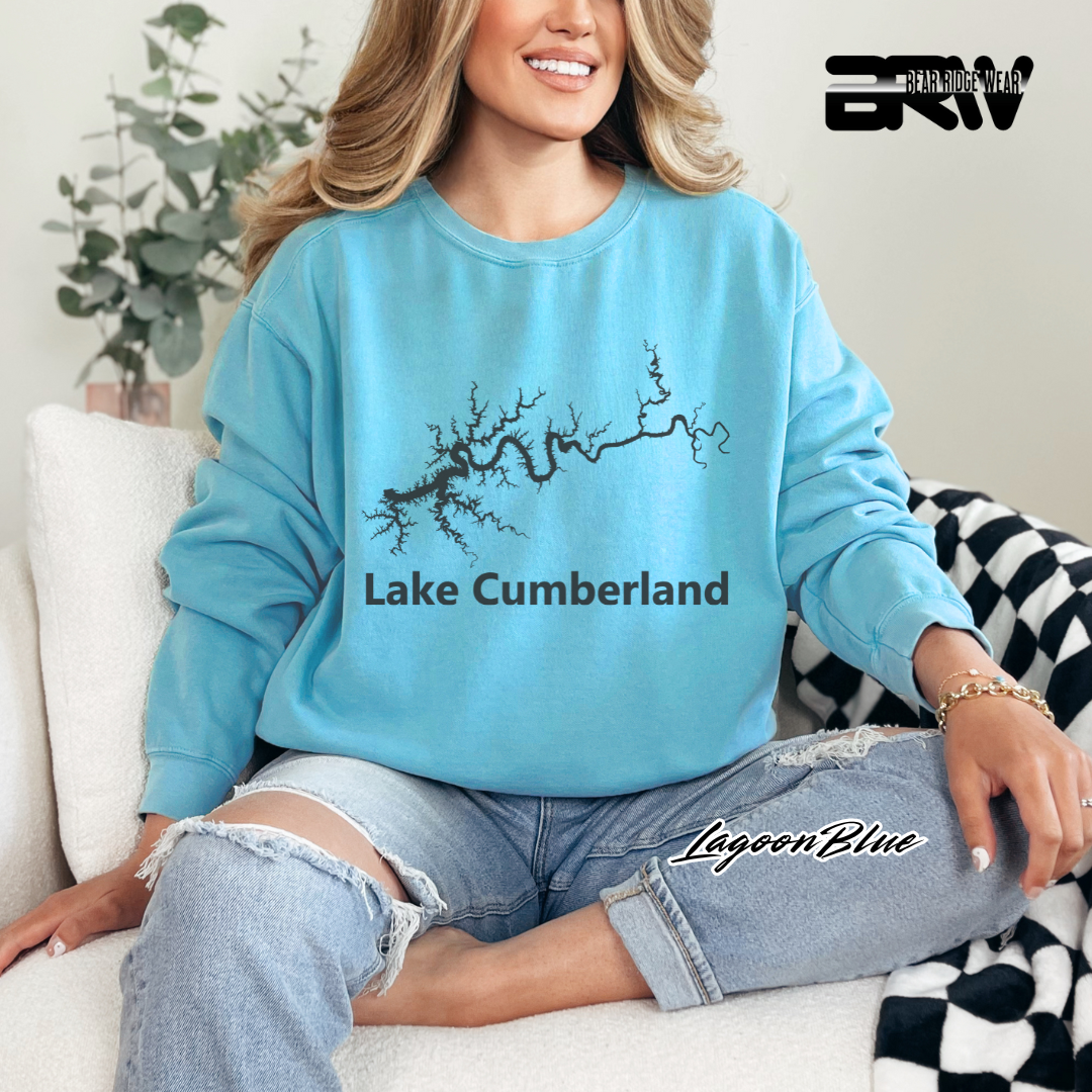 'Black Lake Cumberland Map' Crewneck Sweatshirt