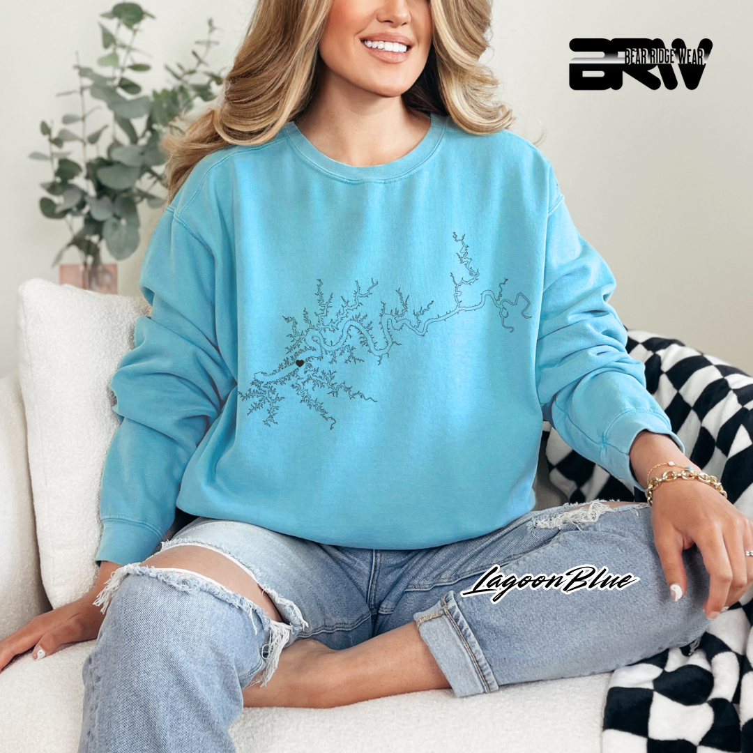 'Minimal Lake Cumberland' Map Crewneck Sweatshirt