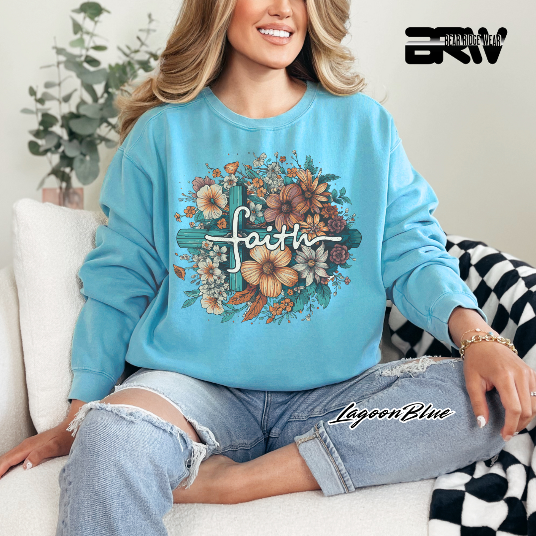 'Faith, Cross and flowers' Faith Long-Sleeve Tee