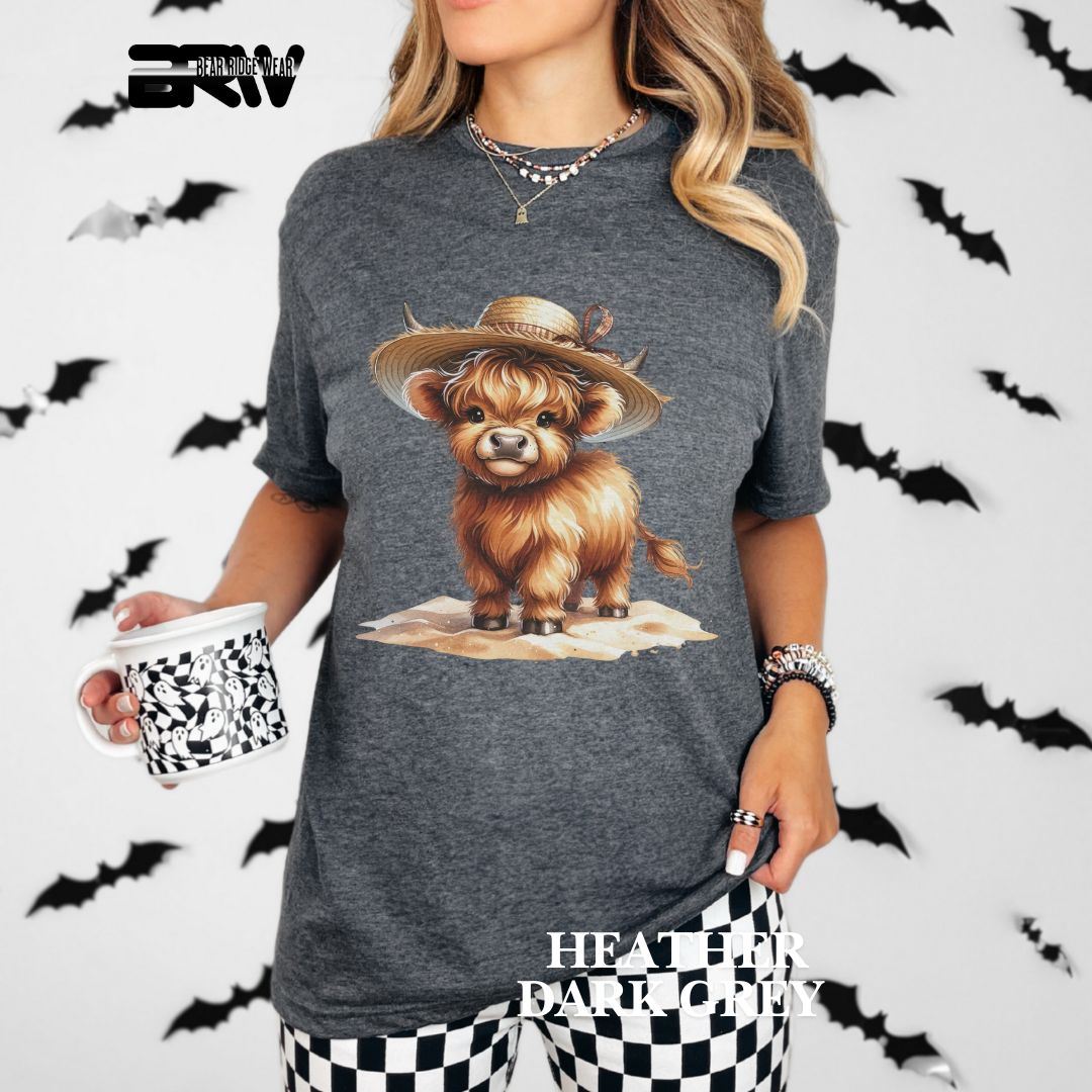 'Highland Cow- Sun Hat' 2 Summer Tee