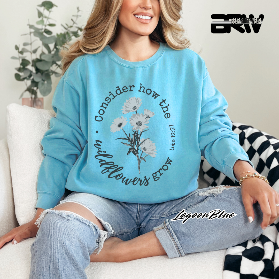 'Consider How the Wildflower Grow' Faith Crewneck Sweatshirt
