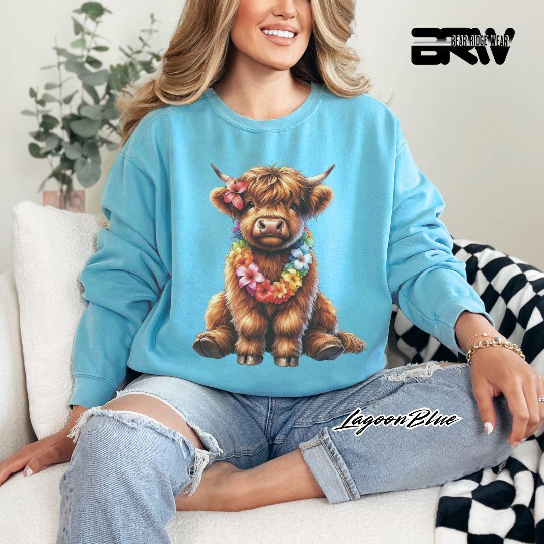 'Highland Cow-Lei' Summer Long Sleeve Tee