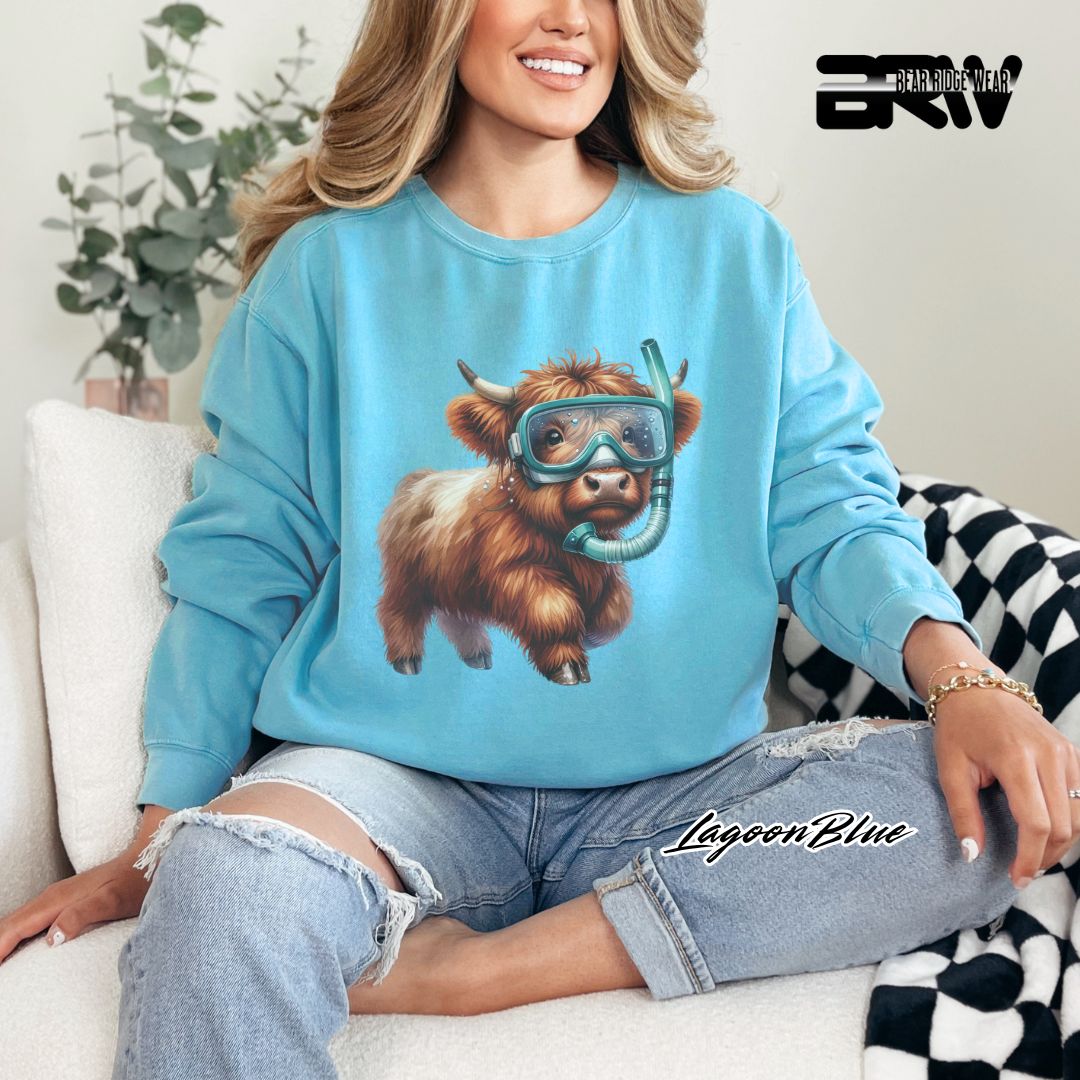 'Highland Cow-Snorkel' Summer Long Sleeve Tee