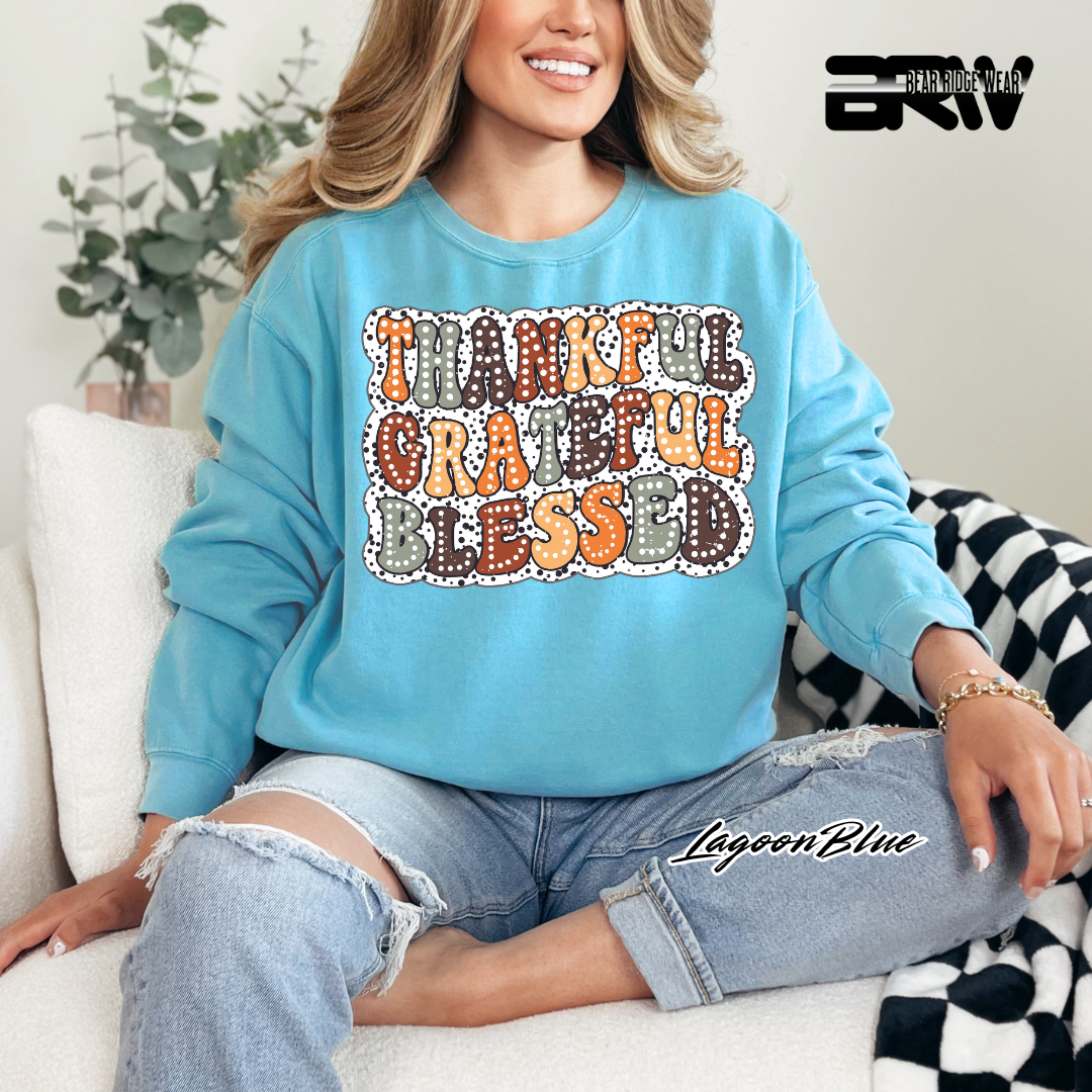 'Thankful Grateful Blessed' Fall Crewneck Sweatshirt