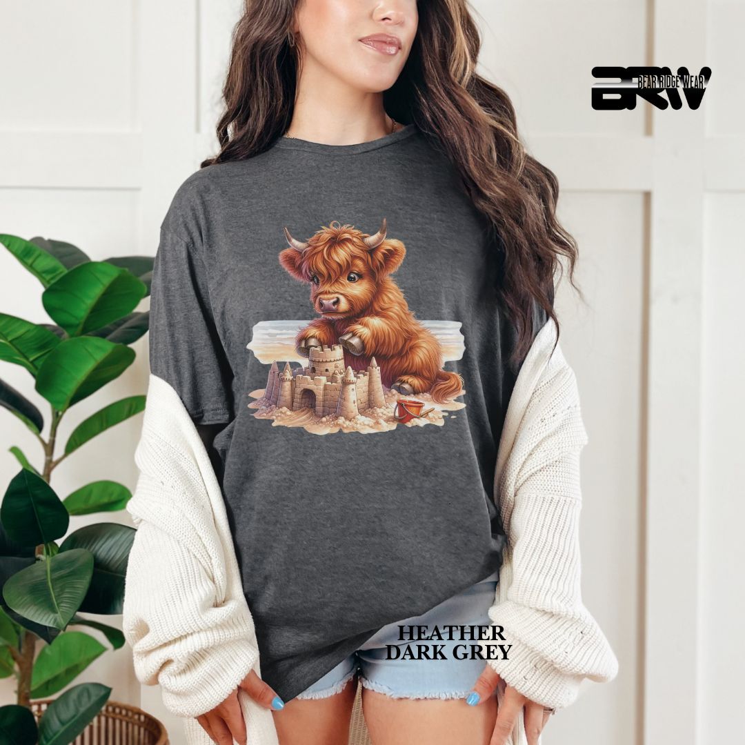'Highland Cow-Sandcastle' 2 Summer Tee