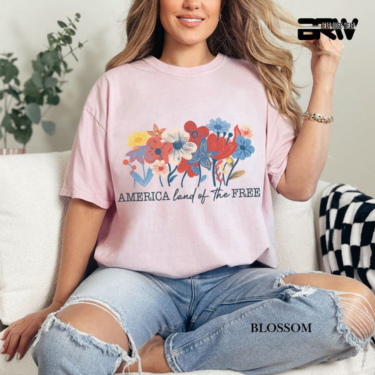 America Flowers- Patriotic Tee