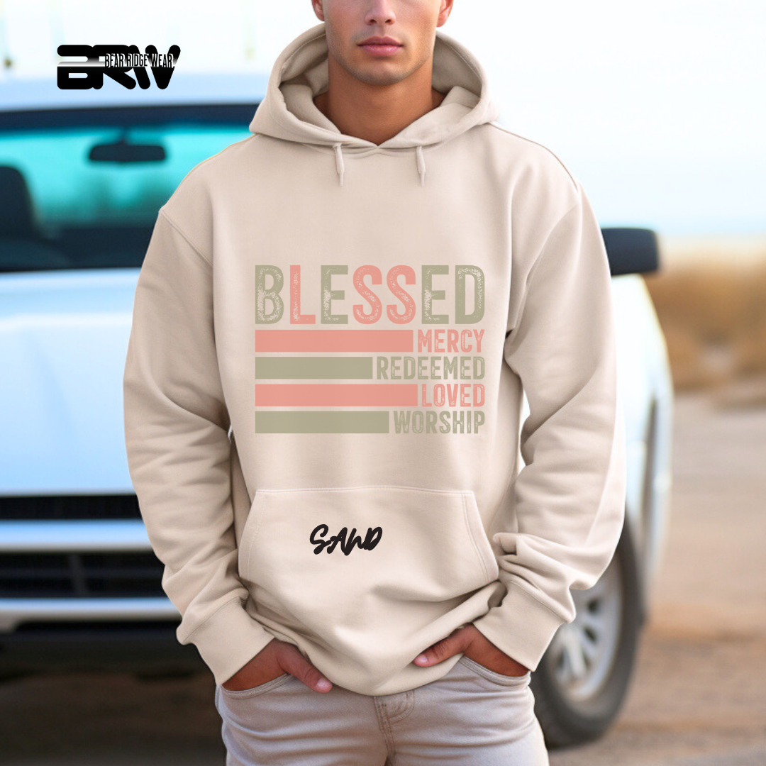 'Blessed, Mercy, Redeemed, Loved, and Worship' Faith Hoodie