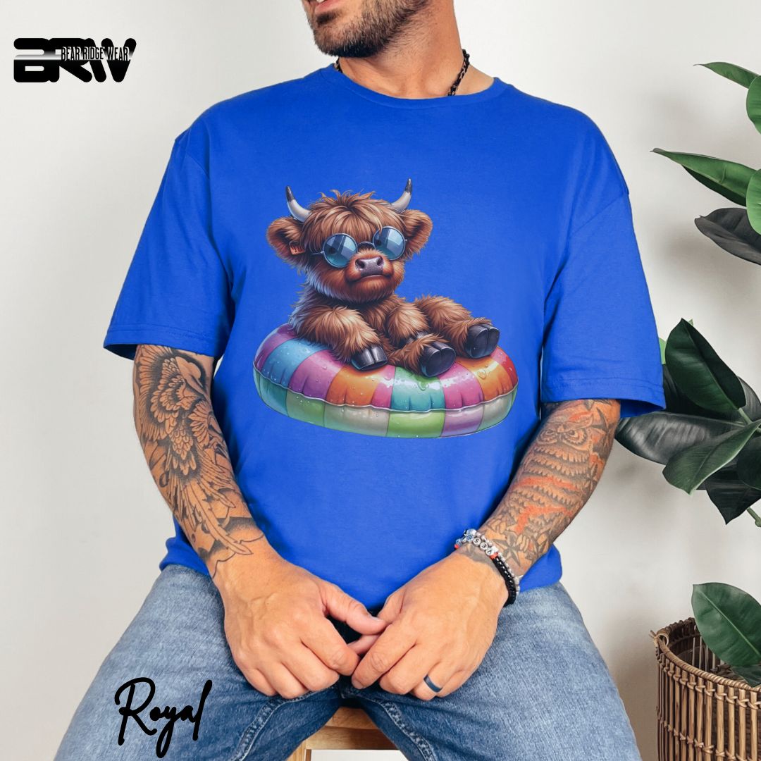 'Highland Cow-Float' Summer T- Shirt