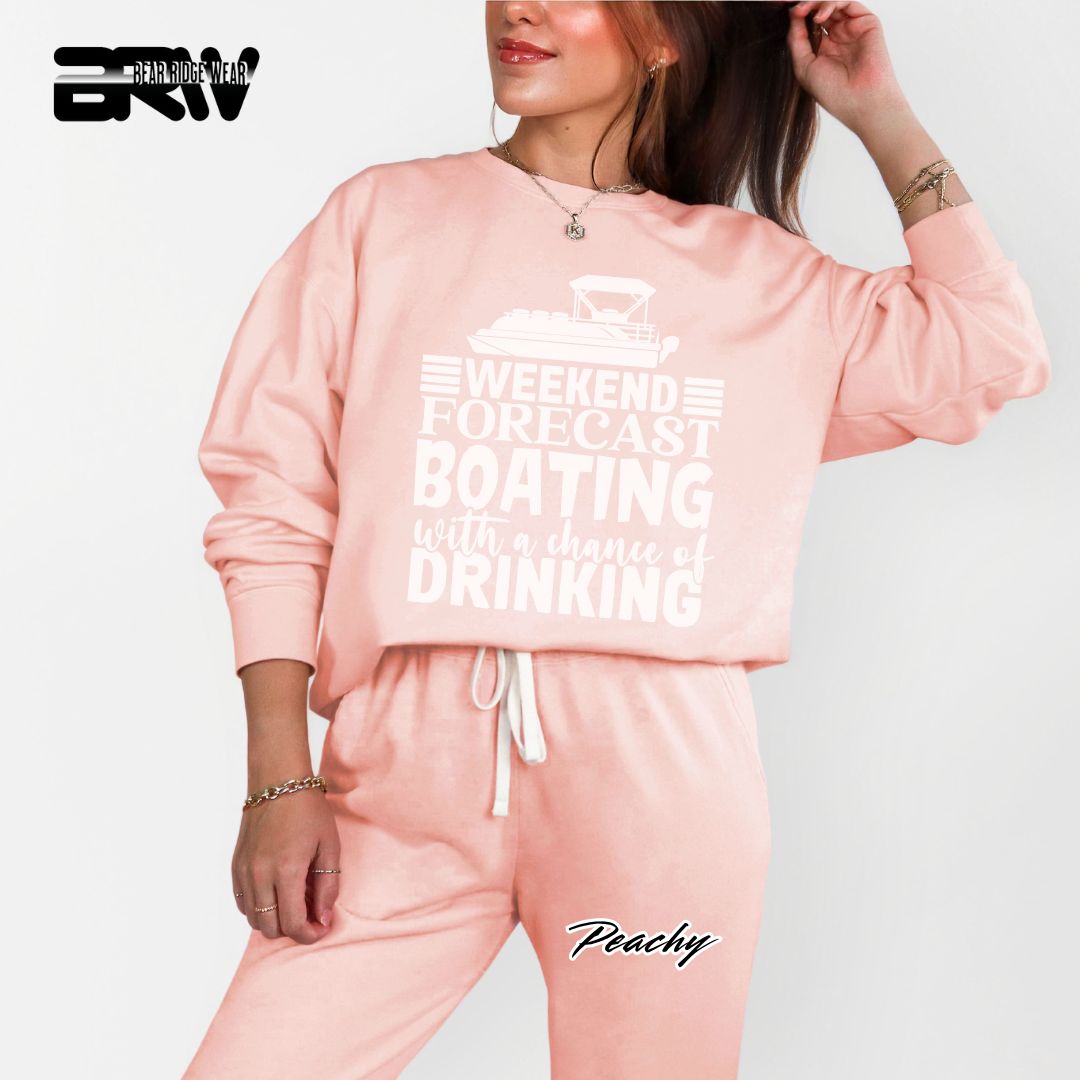 'Weekend Forecast-Boating' Summer Crewneck Sweatshirt