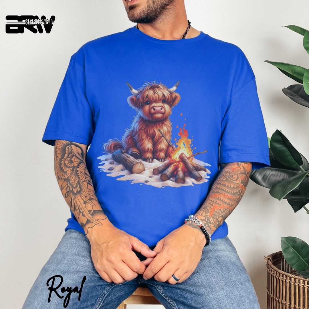 'Highland Cow-Bonfire' Summer T- Shirt