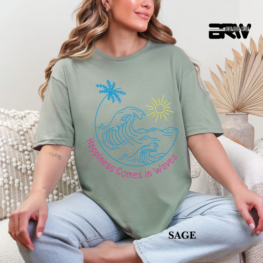 'Happiness Comes In Waves' 3 Summer Tee