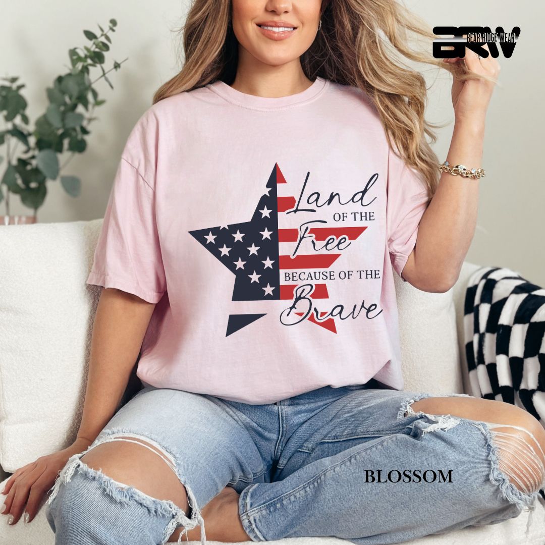 Land Of Free Star- Patriotic Tee