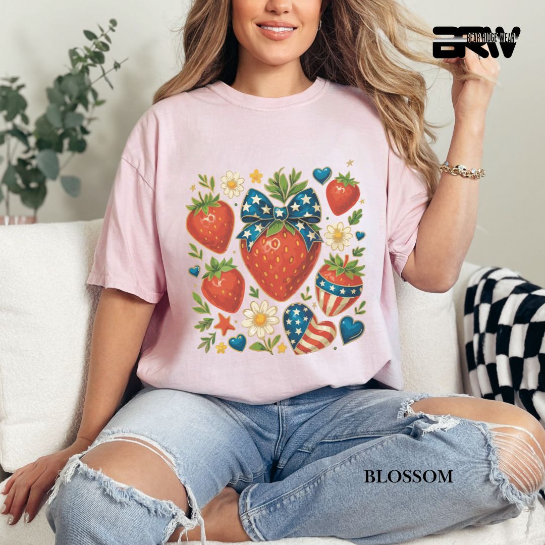 Strawberries- Patriotic Tee