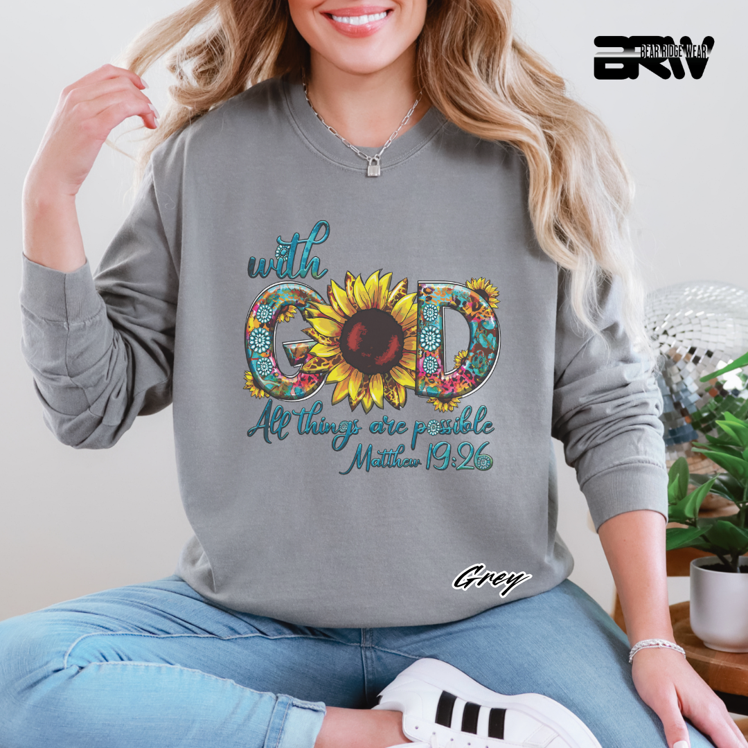 'With God All Things Are Possible' Long-Sleeve Faith Tee