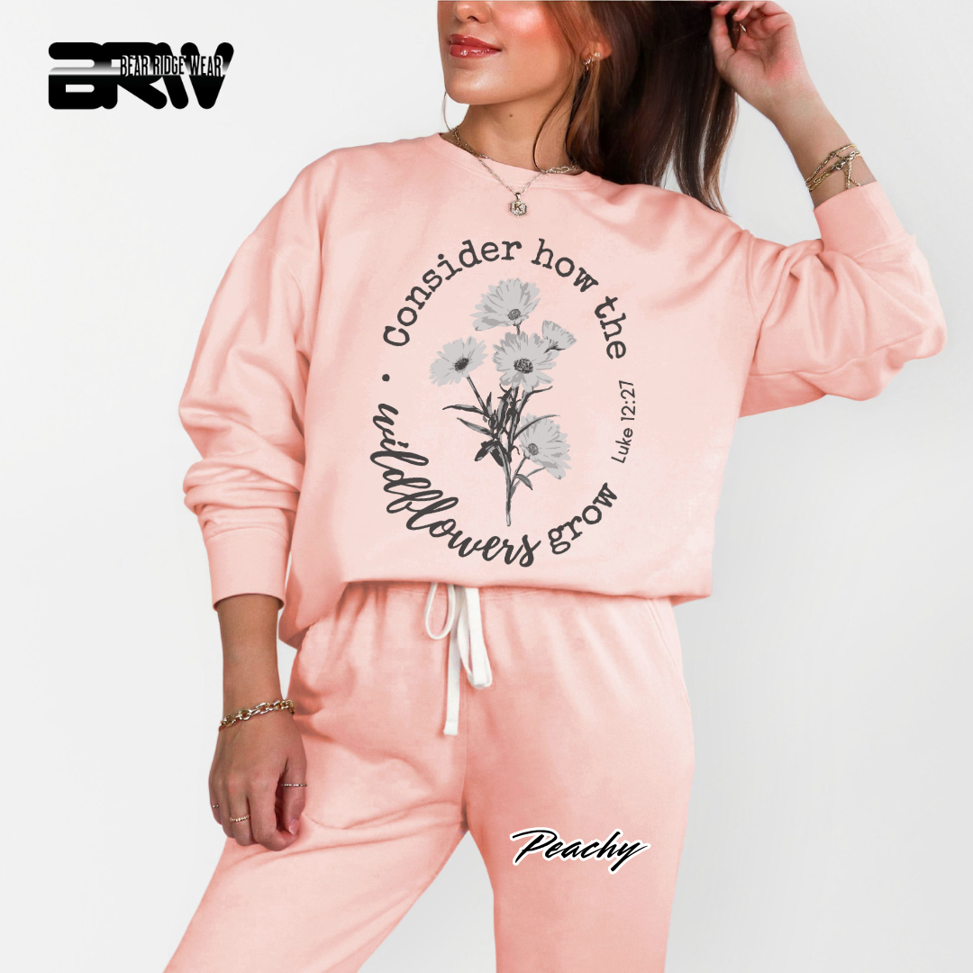 'Consider How the Wildflower Grow' Faith Crewneck Sweatshirt