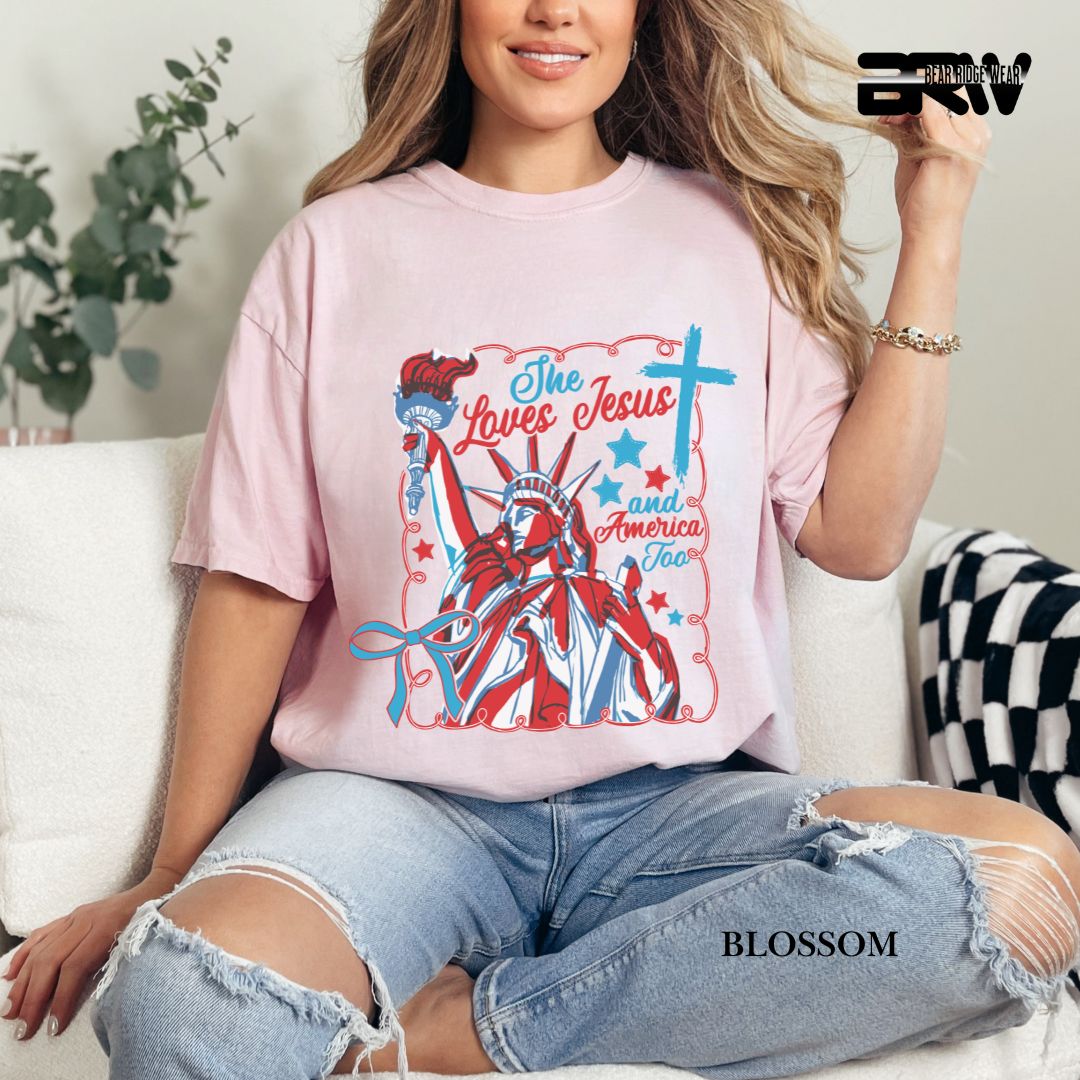 She Loves Jesus-America- Patriotic Tee