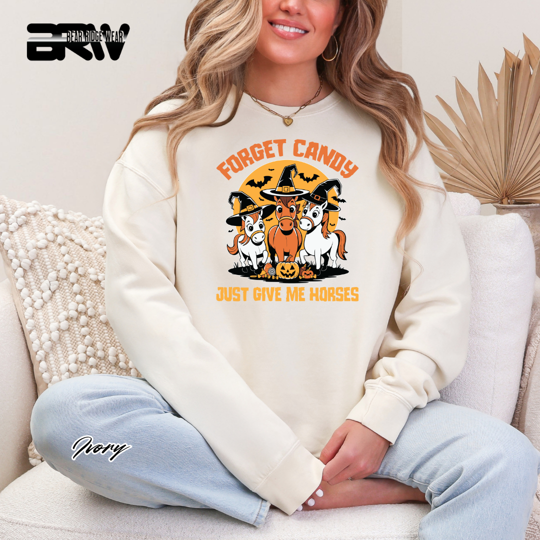 'Forget Candy-Horses.' Fall Crewneck Sweatshirt