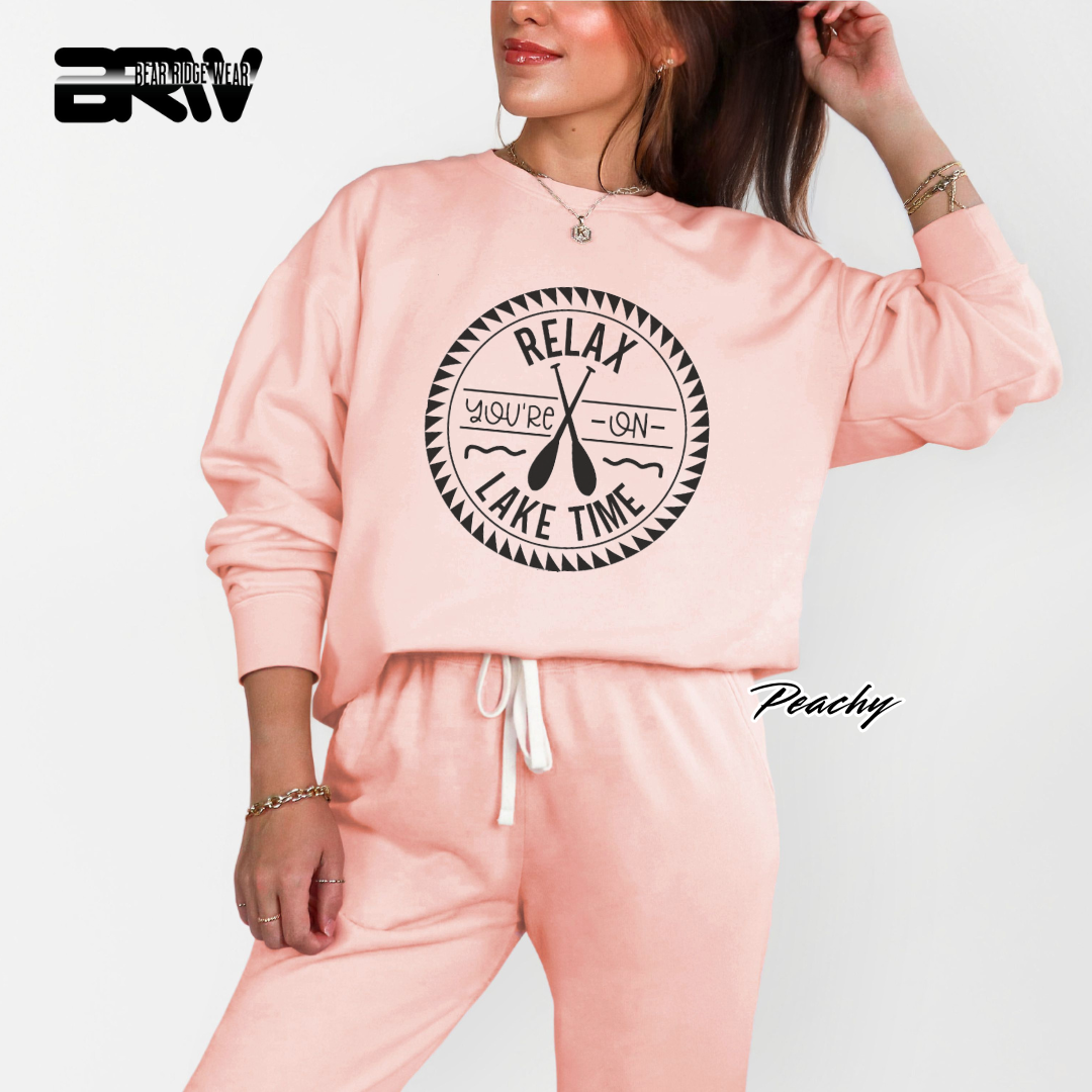 'Relax You are On Lake Time' Crewneck Sweatshirt