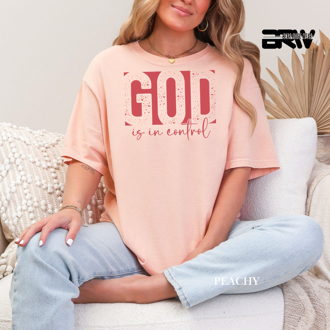 'God Is In Control-Pink' Faith Tee