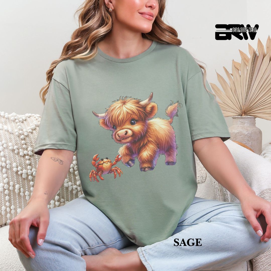 'Highland Cow-Crab' 3 Summer Tee