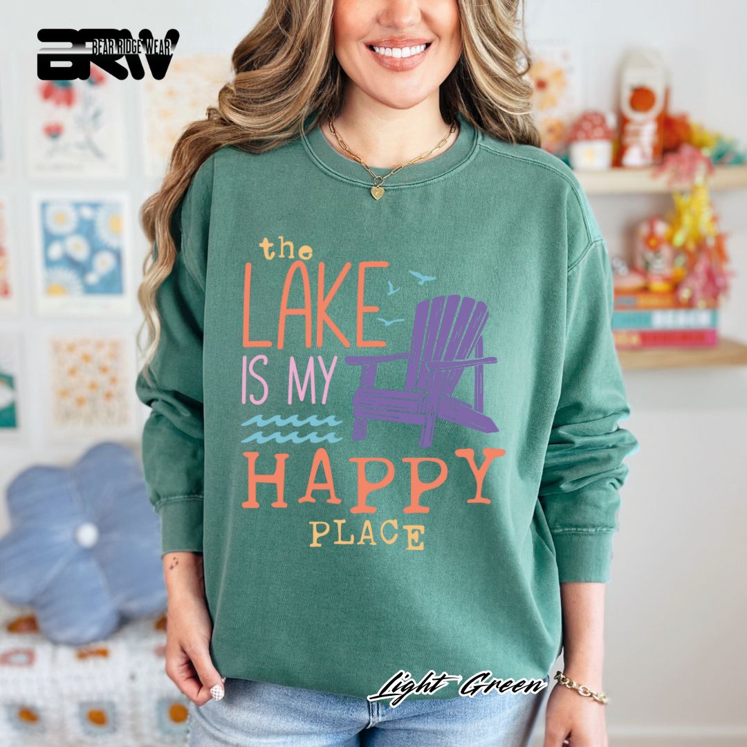'The Lake Is My Happy Place' Summer Crewneck Sweatshirt