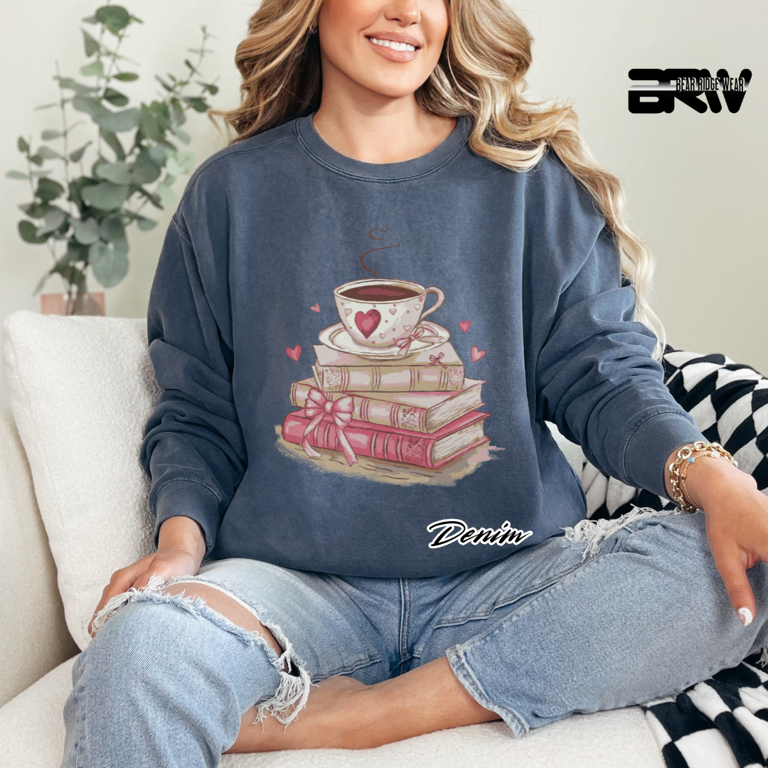 'Coffee on Top of the Books' Long Sleeve Tee