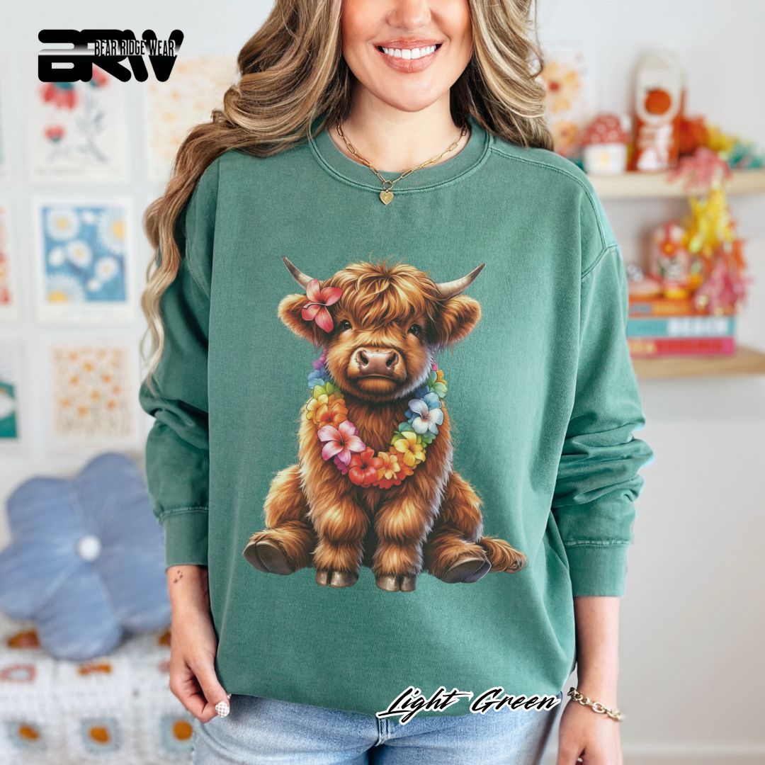 'Highland Cow-Lei' Summer Long Sleeve Tee
