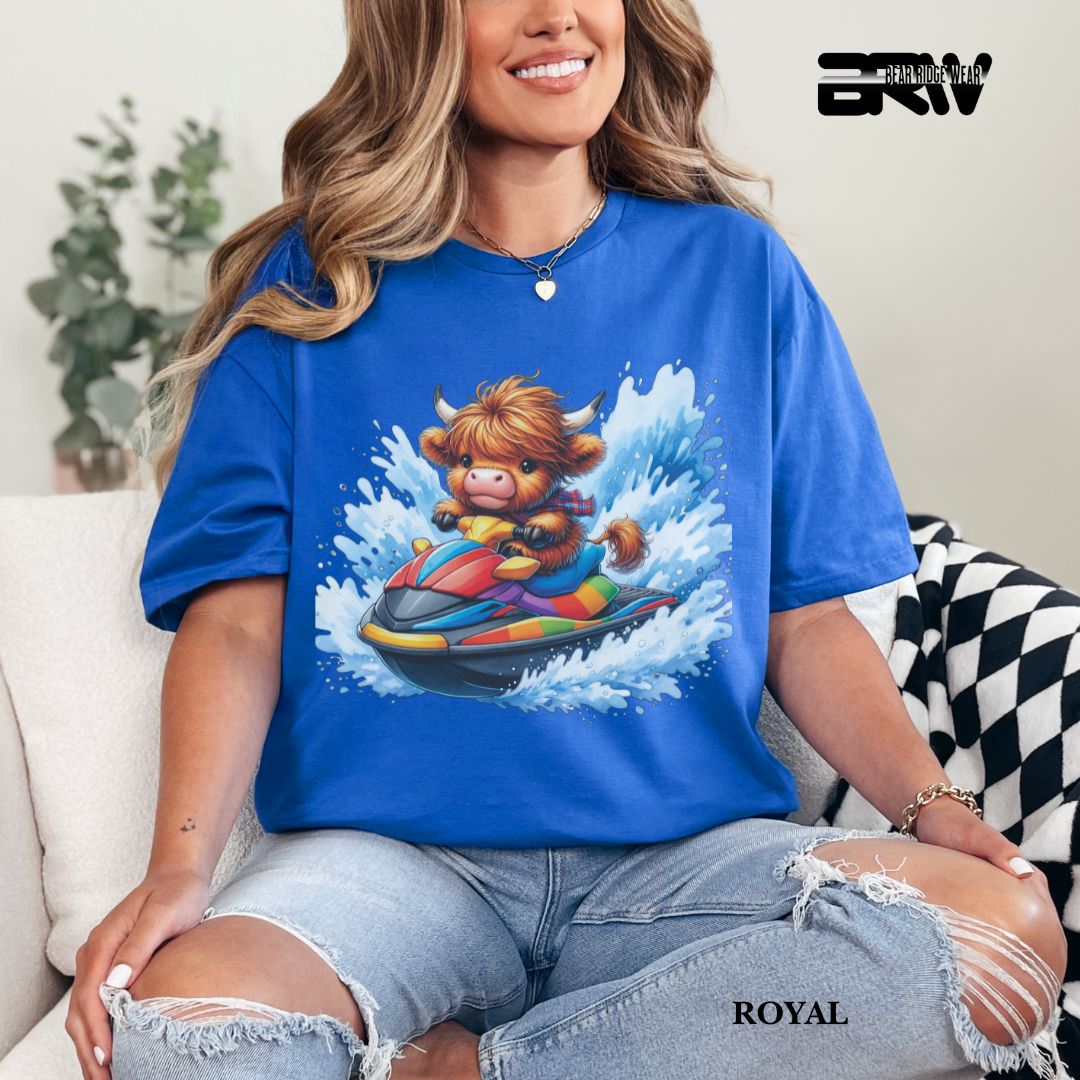 'Highland Cow-Ski Mobile' 3 Summer Tee