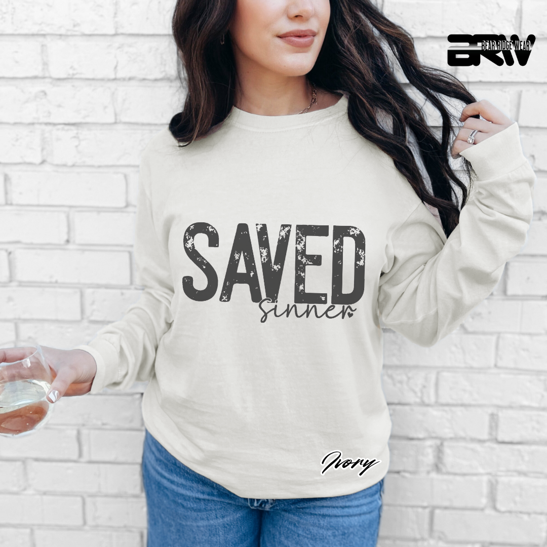 'Saved Sinner' Long Sleeve Faith Tee