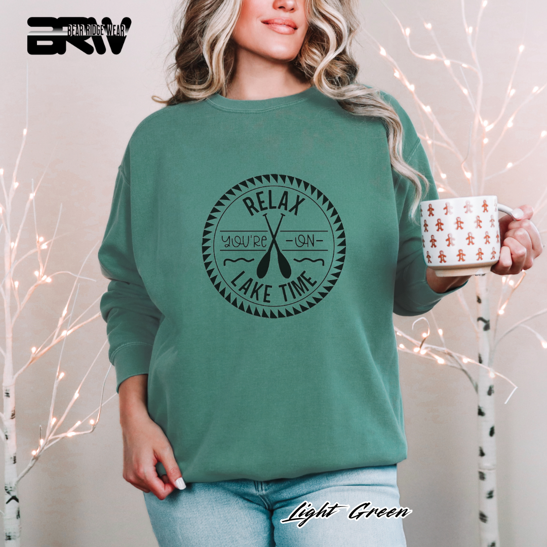 'Relax You are On Lake Time' Crewneck Sweatshirt
