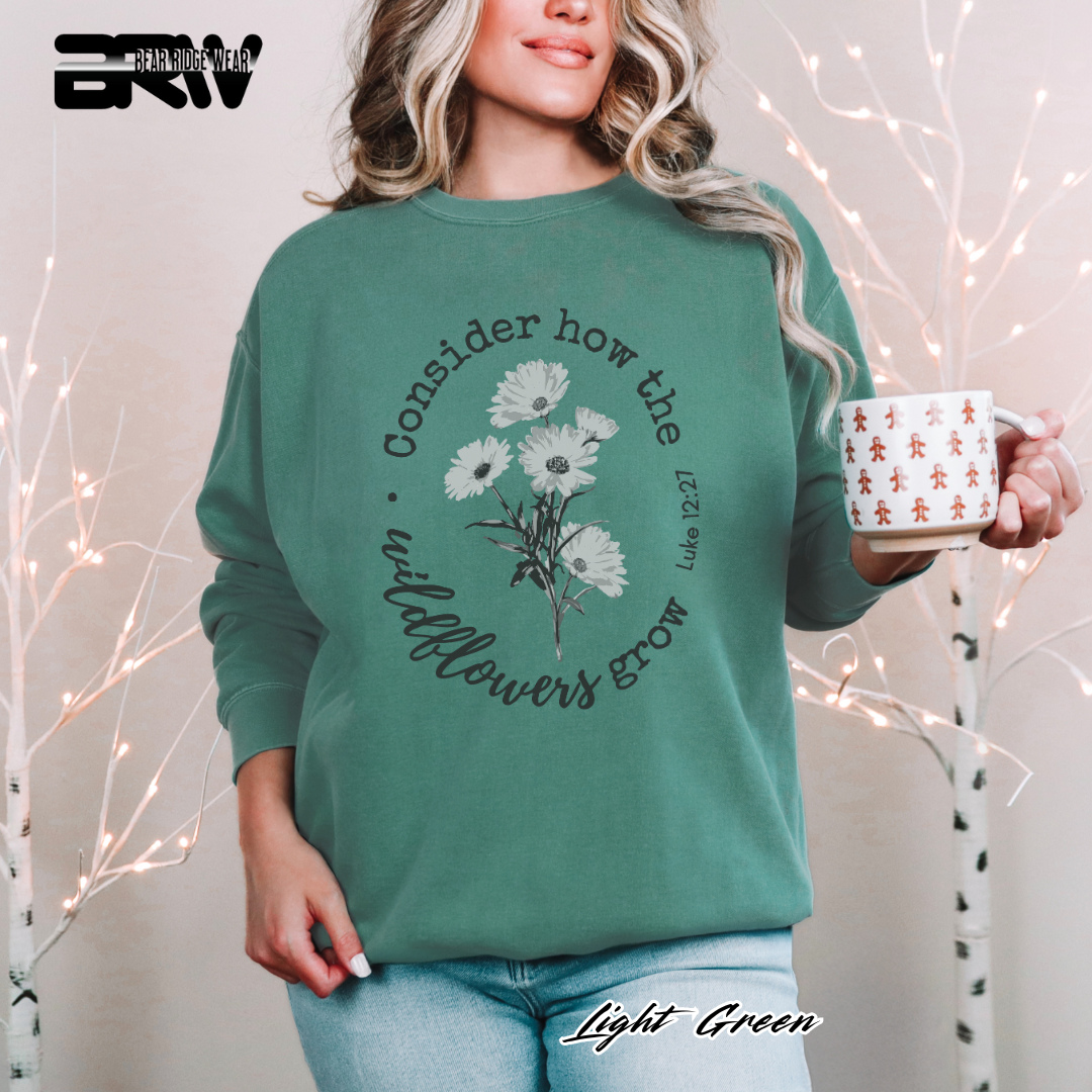 'Consider How the Wildflower Grow' Faith Crewneck Sweatshirt