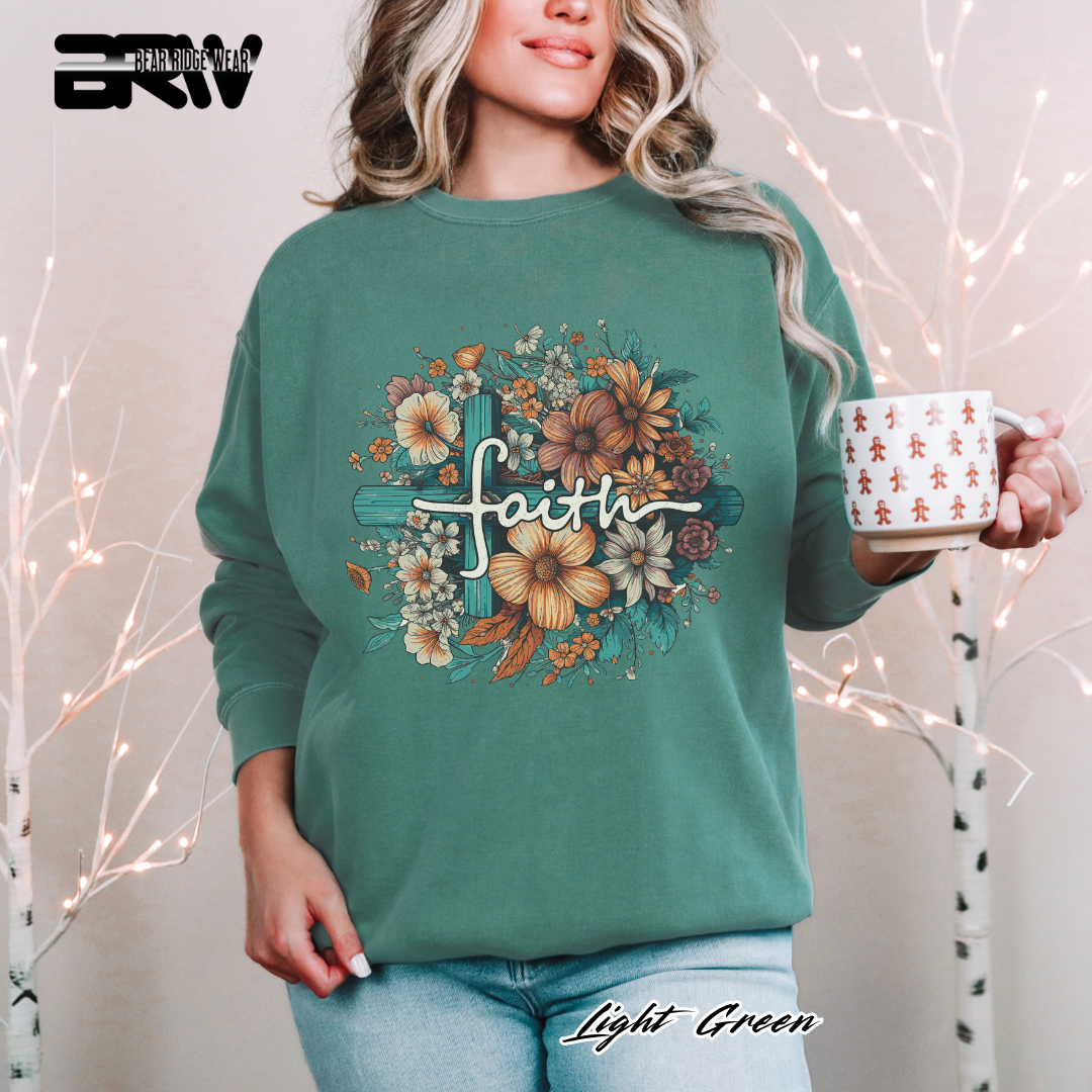 'Faith, Cross and flowers' Faith Long-Sleeve Tee