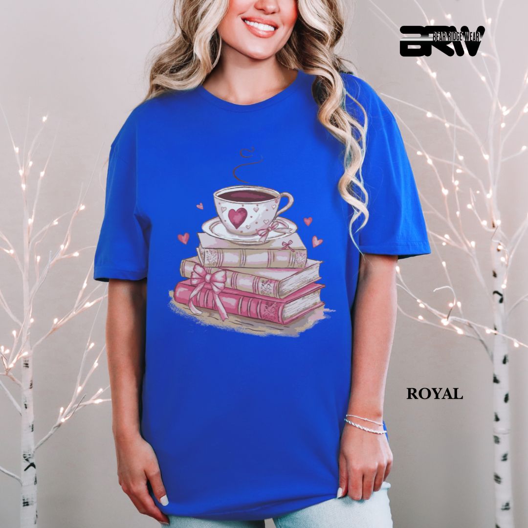 'Coffee On Top Of The Book' Valentines Tee